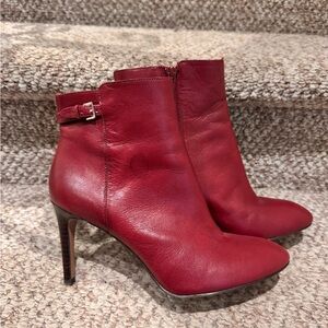Chic Red Leather Ankle Booties